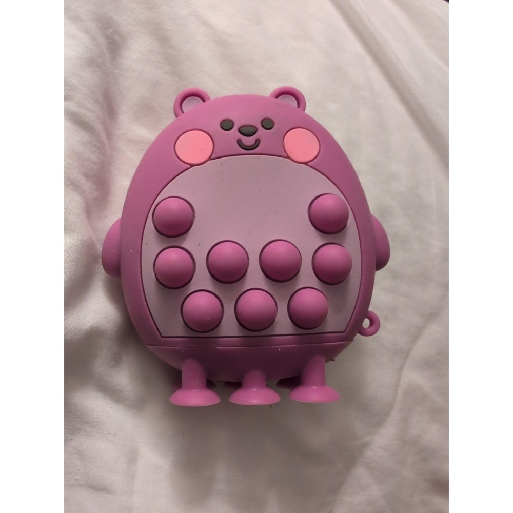 VIVITAR Bubble Pop Light Up Fidget Sensory Toy Pink Bear Figure Works Used